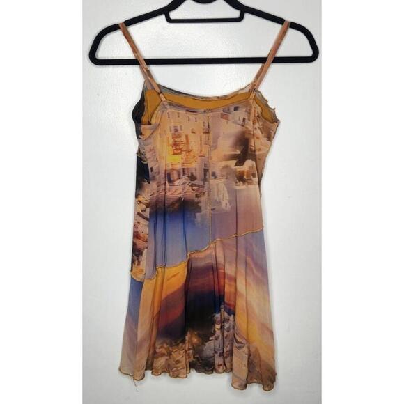 Urban Outfitters Dress Womens XS Multicolor Abstract Print Sheer Mesh Tank Slip - Picture 4 of 7